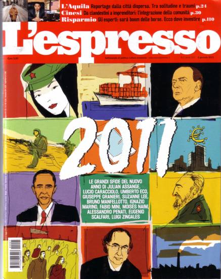 Copertina: illustrazione di Davide Bonazzi - L'ESPRESSO n° 1 del 6 gennaio 2011