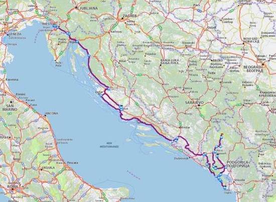 mappa viaggio Montenegro