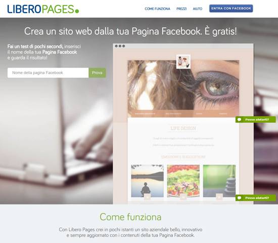 Libero Pages trasforma la fan page in un vero sito